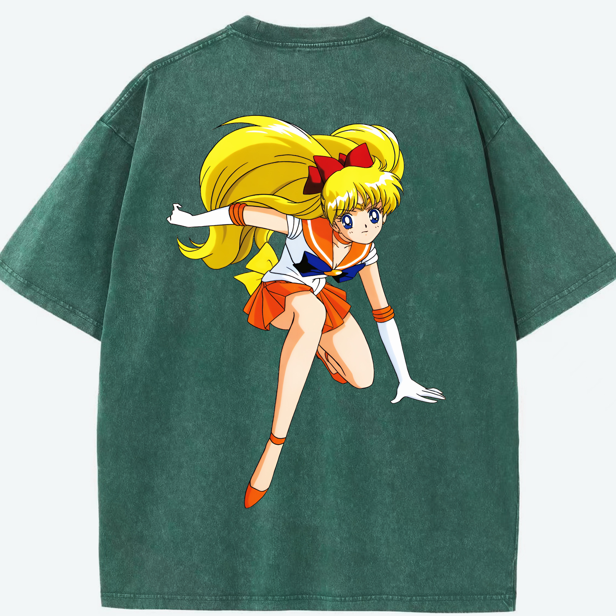 （画像用） 美少女戦士セーラームーン 愛野 美奈子 あいの みなこ Sailor Moon Aino Minako 綿100% ヴィンテージ風 半袖Tシャツ（背面プリント）